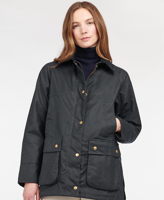 Barbour Acorn Waxed Katoenen Waxed Jas Dames Blauw | 428501-BSJ