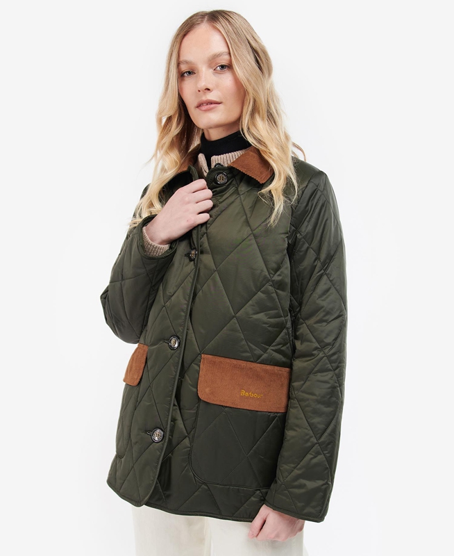 Barbour Bragar Gewatteerde Jas Dames Olijfgroen | 875104-LDX