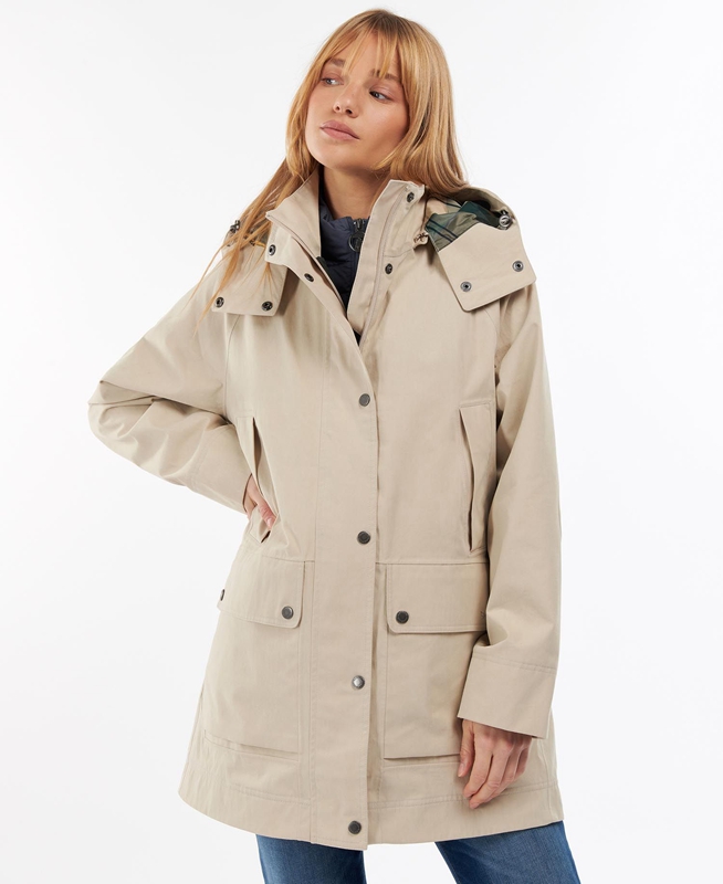 Barbour Clary Waterdichte Jas Dames Beige | 296503-QVZ