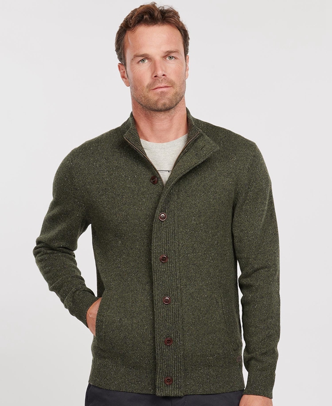 Barbour Essential Cardigan Tisbury Zip Through Truien Heren Groen | 138256-DYP