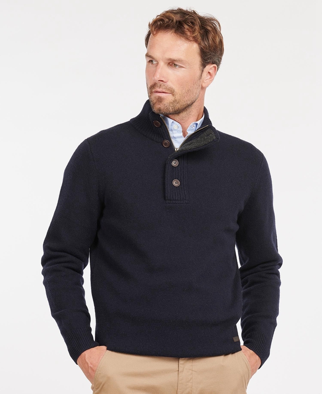 Barbour Essential Patch Half Zip Truien Heren Donkerblauw | 096782-DEC