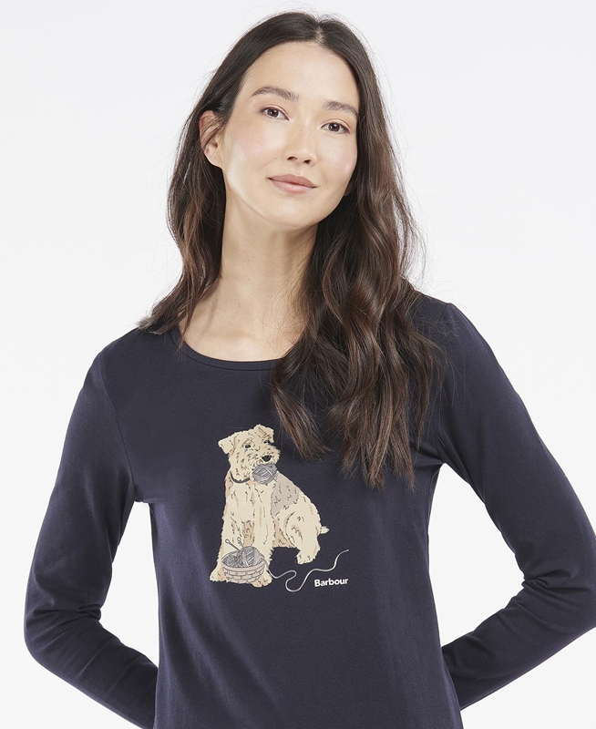 Barbour Fairsfield Long Sleeve T-shirts Dames Donkerblauw | 493856-JEY