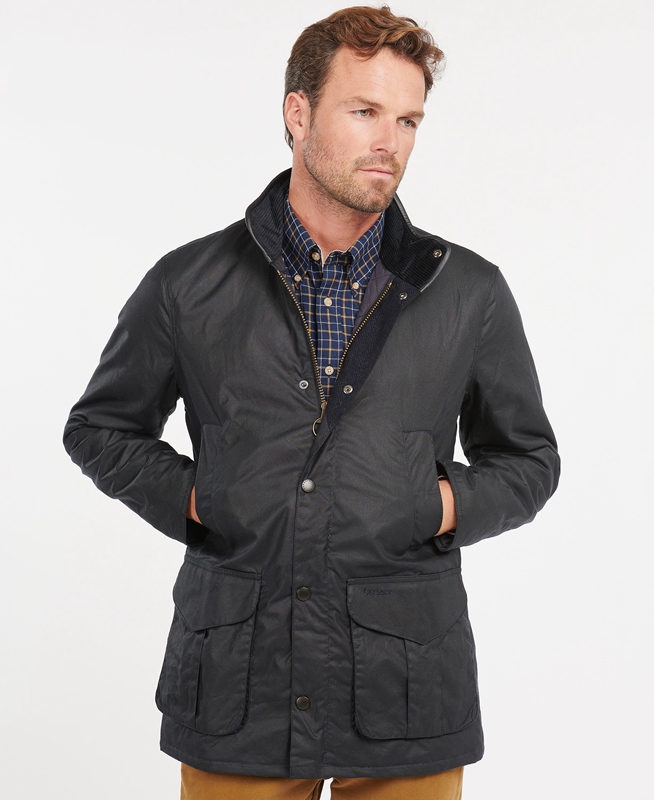 Barbour Hereford Waxed Jas Heren Blauw | 194263-ZSX