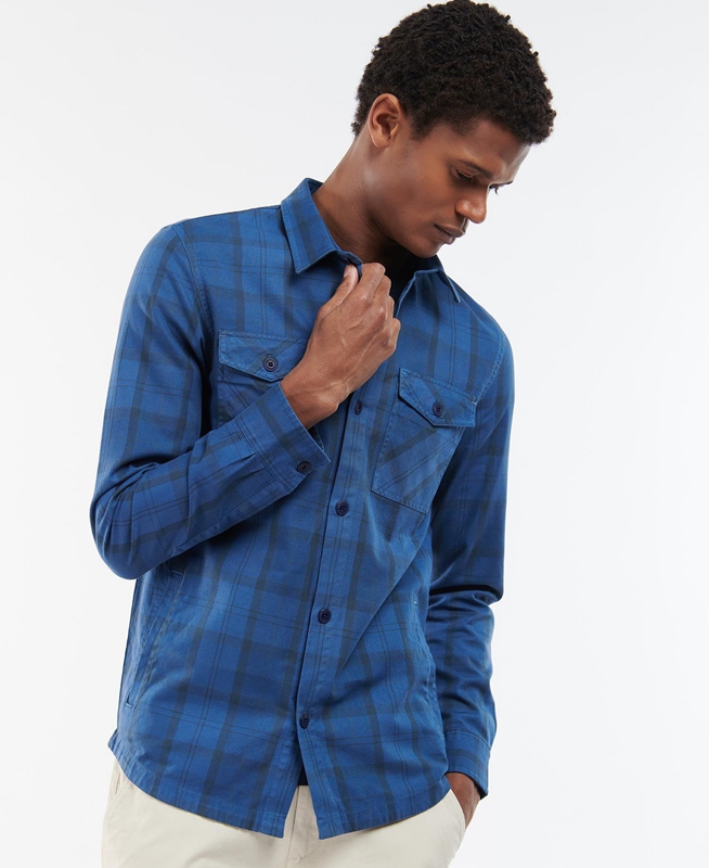 Barbour Overdyed Cannich Overshirt Overhemd Heren Blauw | 850432-EKA