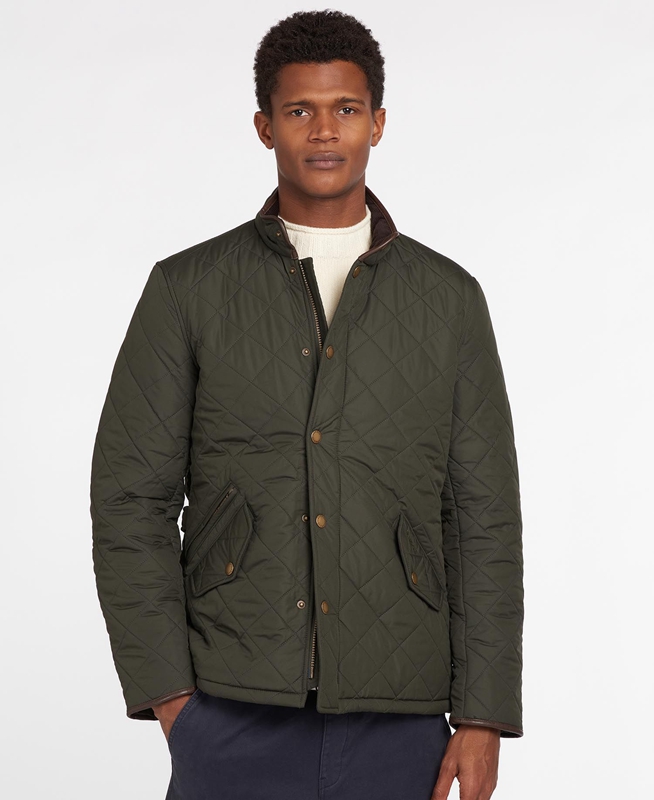 Barbour Powell Gewatteerde Jas Heren Olijfgroen | 327801-UAW