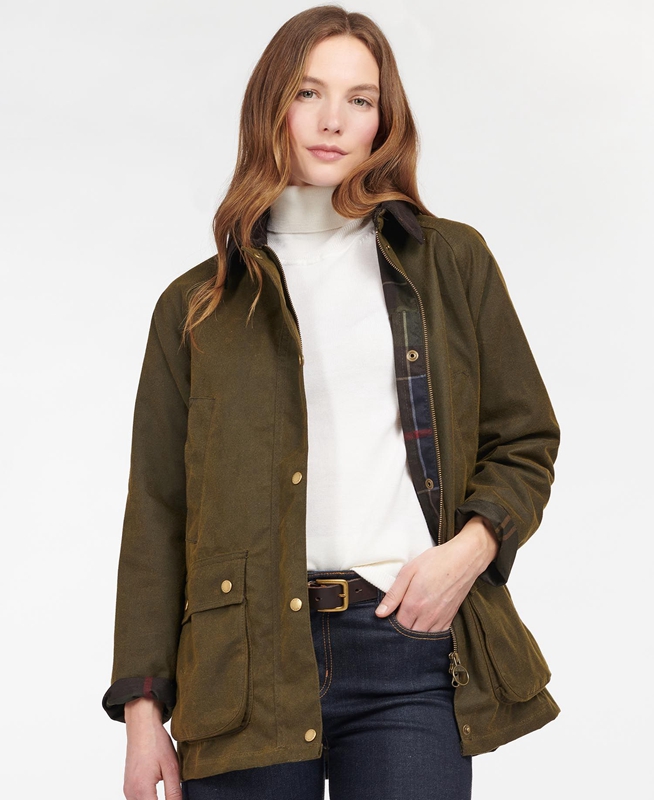 Barbour Acorn Waxed Katoenen Waxed Jas Dames Groen | 238540-GDF