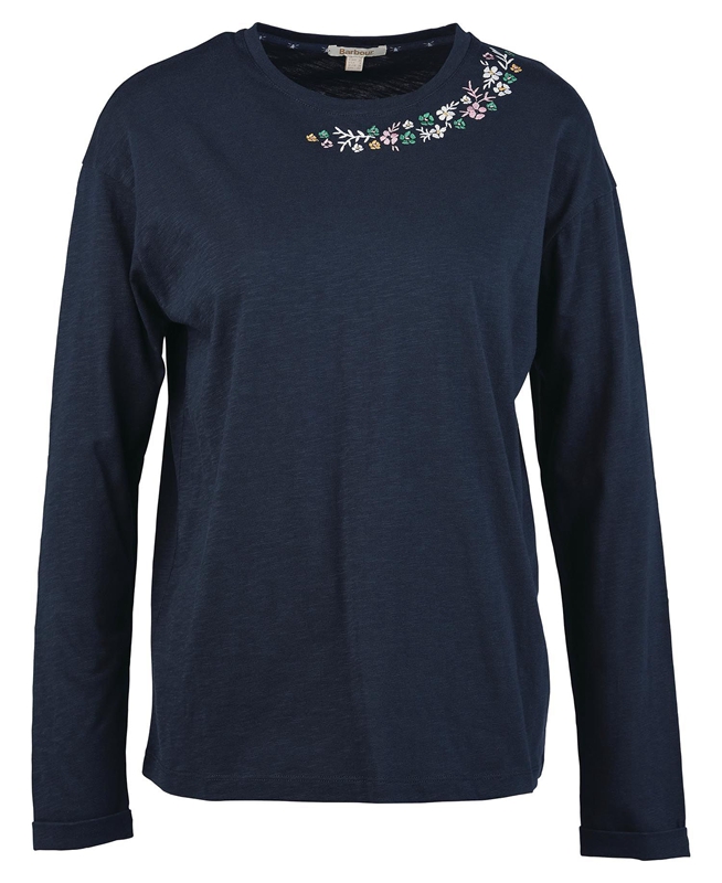 Barbour Amberley T-shirts Dames Donkerblauw | 014826-TRJ