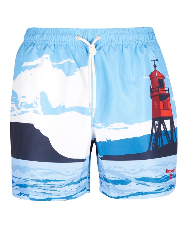 Barbour Beacon Print Swim Broek Heren Blauw | 806471-KWV