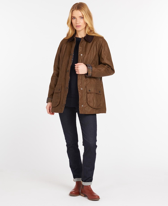 Barbour Beadnell® Waxed Jas Dames Bruin | 601279-KMR