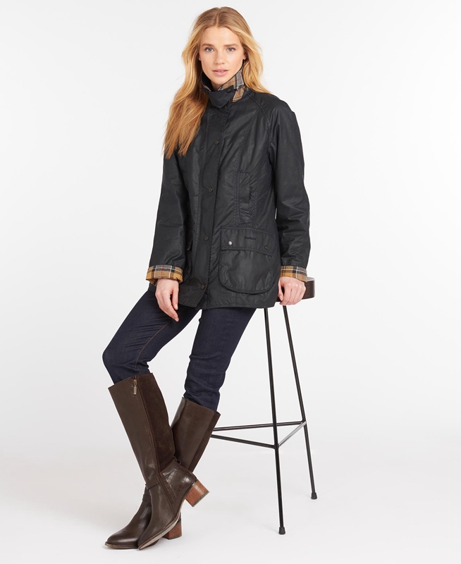 Barbour Beadnell® Waxed Jas Dames Donkerblauw | 769143-FNH