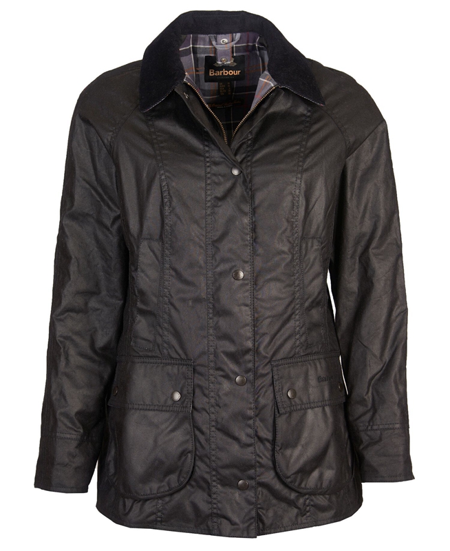 Barbour Beadnell® Waxed Jas Dames Zwart | 310487-PZR