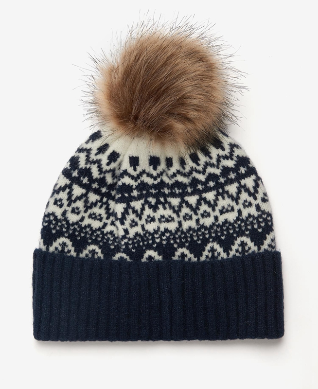 Barbour Beanie Alpine Fair Isle Pom Hoeden Dames Donkerblauw | 627538-YJH