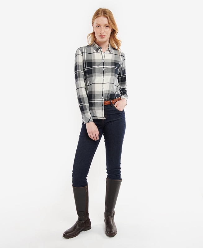 Barbour Bredon Overhemd Dames Zwart Grijs | 743169-QNI