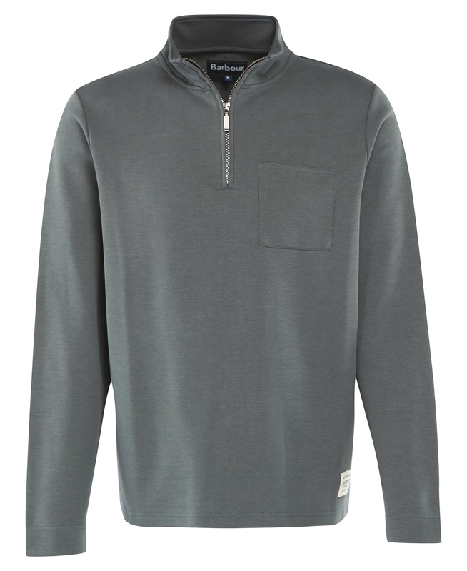 Barbour Broughton Half Zip Sweatshirts Heren Grijs | 189270-CYW