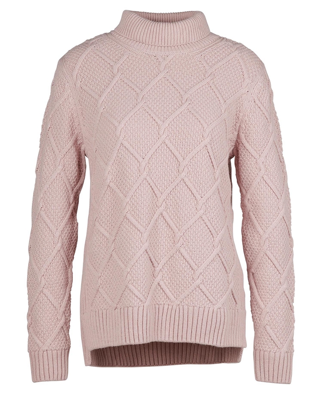 Barbour Burne Roll Neck Knit Truien Dames Roze | 578490-CWF