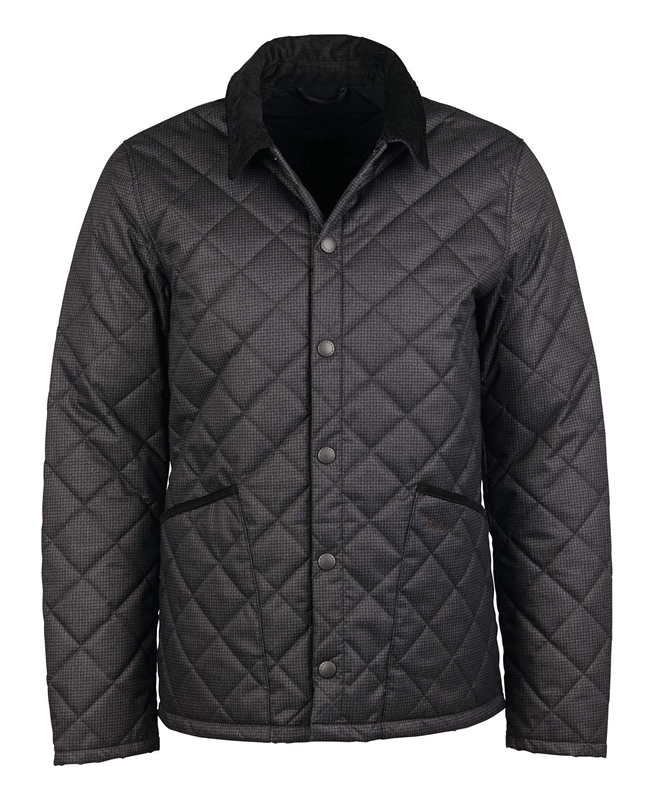 Barbour Checked Heron Gewatteerde Jas Heren Zwart | 896501-GYF