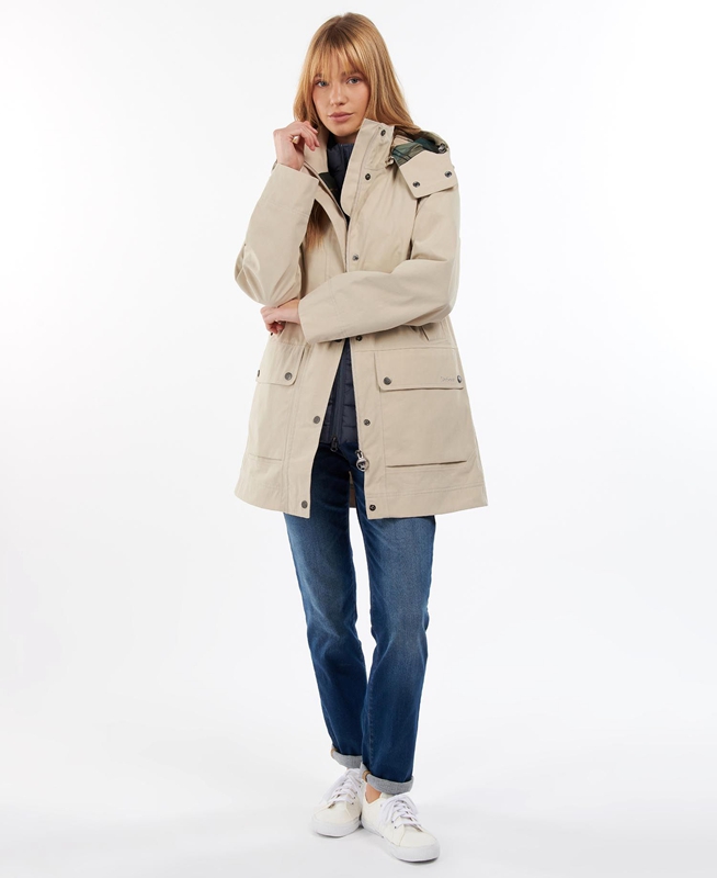 Barbour Clary Waterdichte Jas Dames Beige | 296503-QVZ