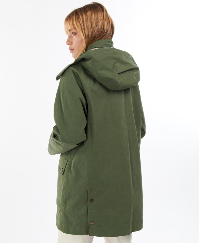 Barbour Clary Waterdichte Jas Dames Groen | 745918-JZR