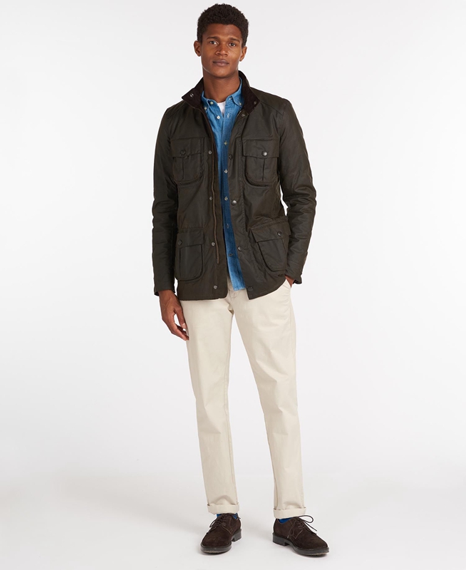 Barbour Corbridge Waxed Jas Heren Olijfgroen | 827541-KLA