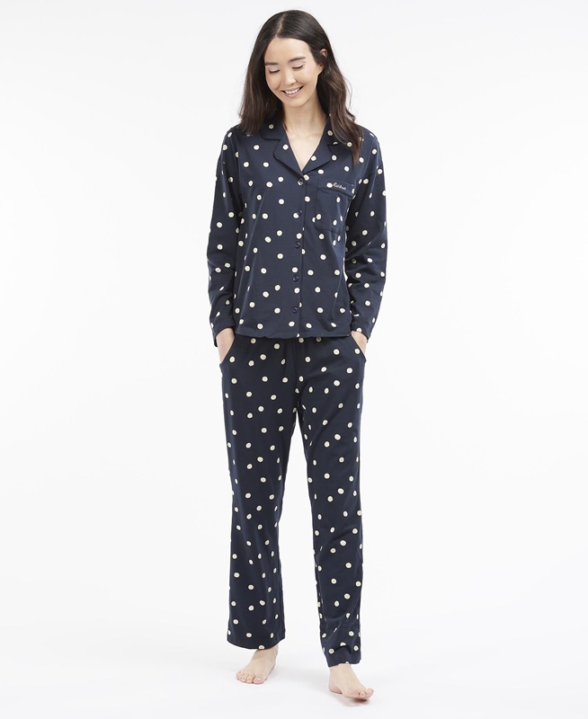 Barbour Dotty PJ Set Nachtkleding Dames Donkerblauw | 451392-MZX