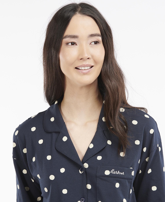 Barbour Dotty PJ Set Nachtkleding Dames Donkerblauw | 451392-MZX