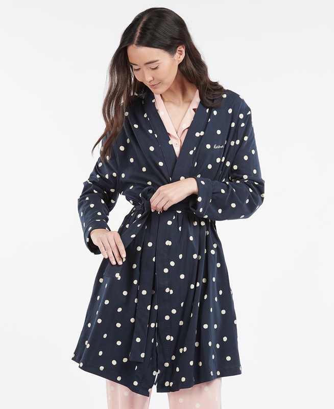 Barbour Dotty Robe Nachtkleding Dames Donkerblauw | 578324-FYK