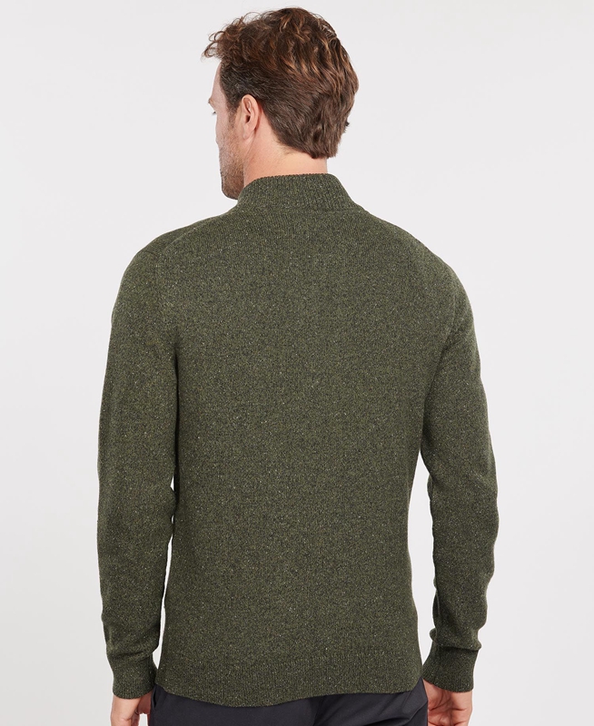 Barbour Essential Cardigan Tisbury Zip Through Truien Heren Groen | 138256-DYP