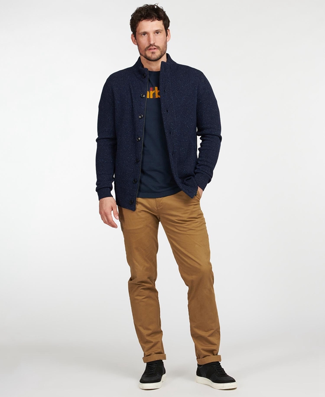 Barbour Essential Cardigan Tisbury Zip Through Truien Heren Donkerblauw | 976410-ZVC