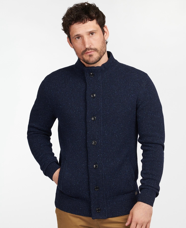 Barbour Essential Cardigan Tisbury Zip Through Truien Heren Donkerblauw | 976410-ZVC