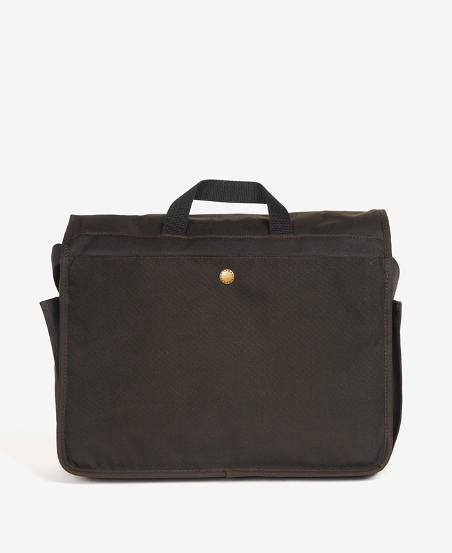 Barbour Essential Wax Messenger Tassen Heren Olijfgroen | 132649-DUN