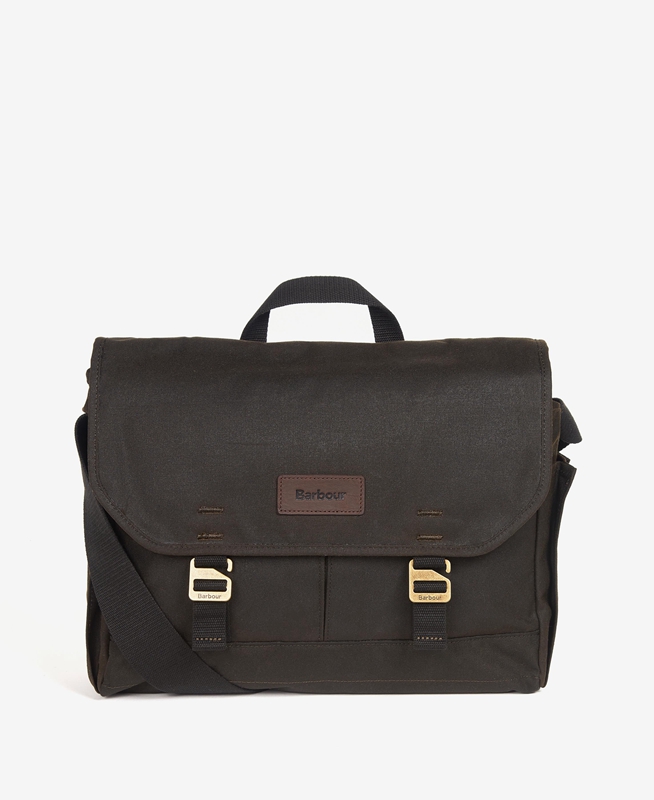 Barbour Essential Wax Messenger Tassen Heren Olijfgroen | 132649-DUN