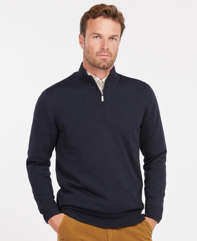 Barbour Gamlan Half Zip Truien Heren Blauw | 569203-XTY