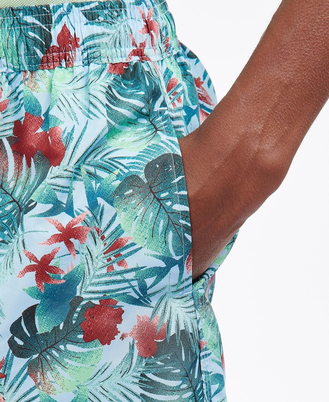 Barbour Hawaiian Print Swim Broek Heren Blauw | 214037-PSK