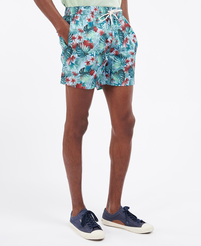 Barbour Hawaiian Print Swim Broek Heren Blauw | 214037-PSK