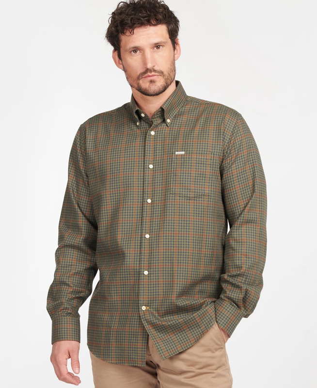 Barbour Hemd Henderson Thermo Weave Overhemd Heren Olijfgroen | 780421-QCI