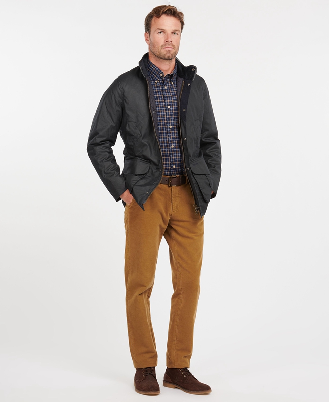 Barbour Hereford Waxed Jas Heren Blauw | 194263-ZSX