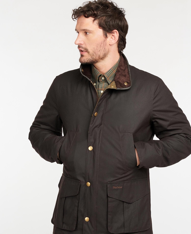 Barbour Hereford Waxed Jas Heren Bruin | 192563-ZWU