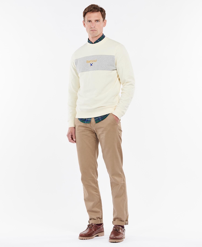 Barbour Honour Panel Crew Sweatshirts Heren Beige | 865371-NQP