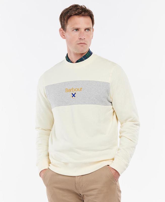 Barbour Honour Panel Crew Sweatshirts Heren Beige | 865371-NQP