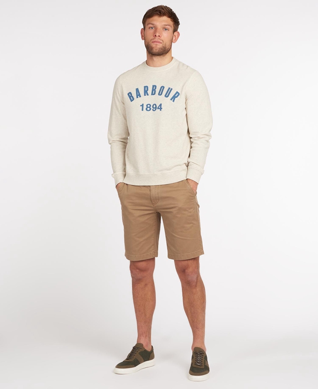 Barbour John Crew Neck Sweatshirts Heren Beige | 230475-TOU