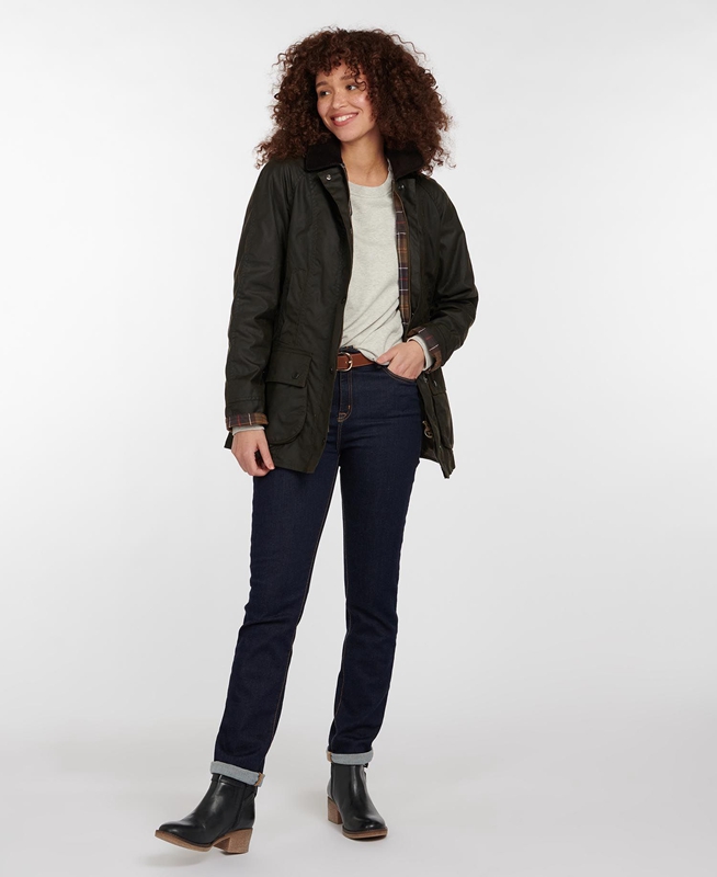 Barbour Klassieke Beadnell® Waxed Jas Dames Olijfgroen | 358167-YNV