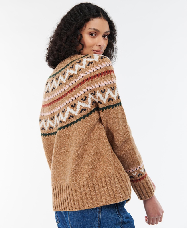 Barbour Langford Knit Truien Dames Beige | 935017-YDX