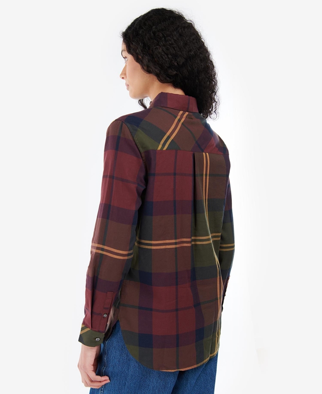 Barbour Moorland Overhemd Dames Bordeaux | 629473-OEU