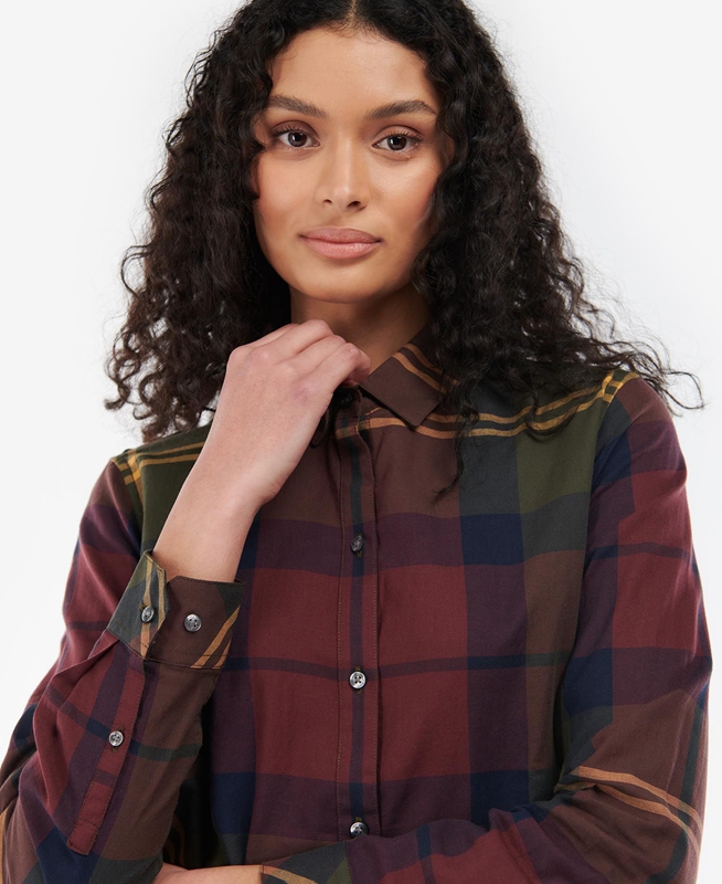 Barbour Moorland Overhemd Dames Bordeaux | 629473-OEU