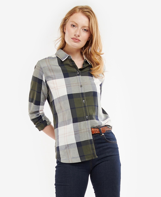 Barbour Moorland Overhemd Dames Olijfgroen | 706835-KYZ