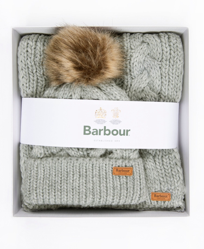 Barbour Penshaw Beanie & Scarf Set Hoeden Dames Grijs | 740562-VYC