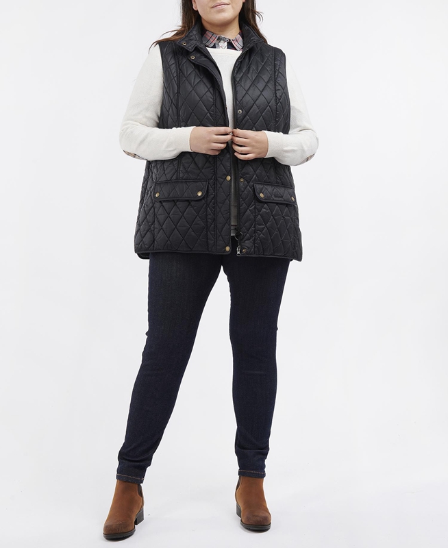 Barbour Plus Otterburn Gilet Dames Zwart | 582973-GTQ