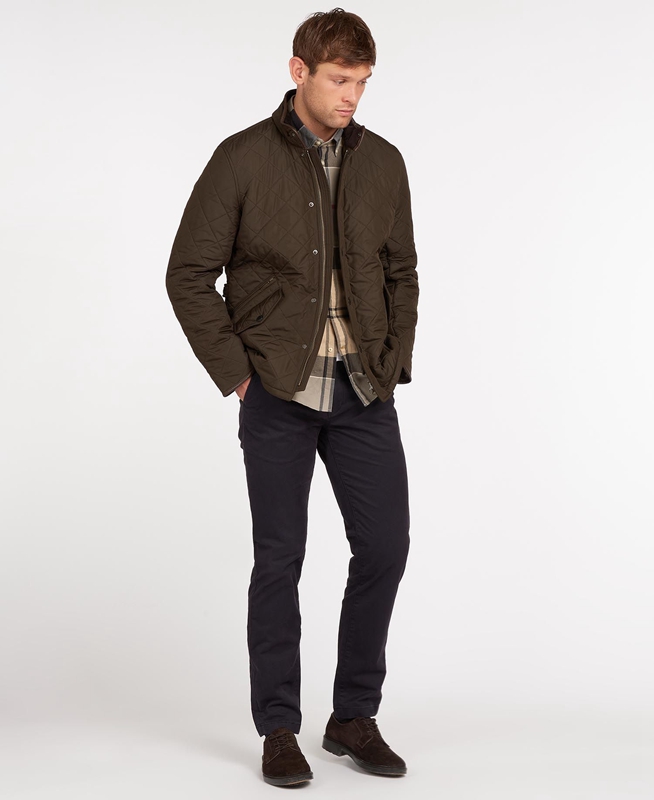 Barbour Powell Gewatteerde Jas Heren Olijfgroen | 185092-GLW