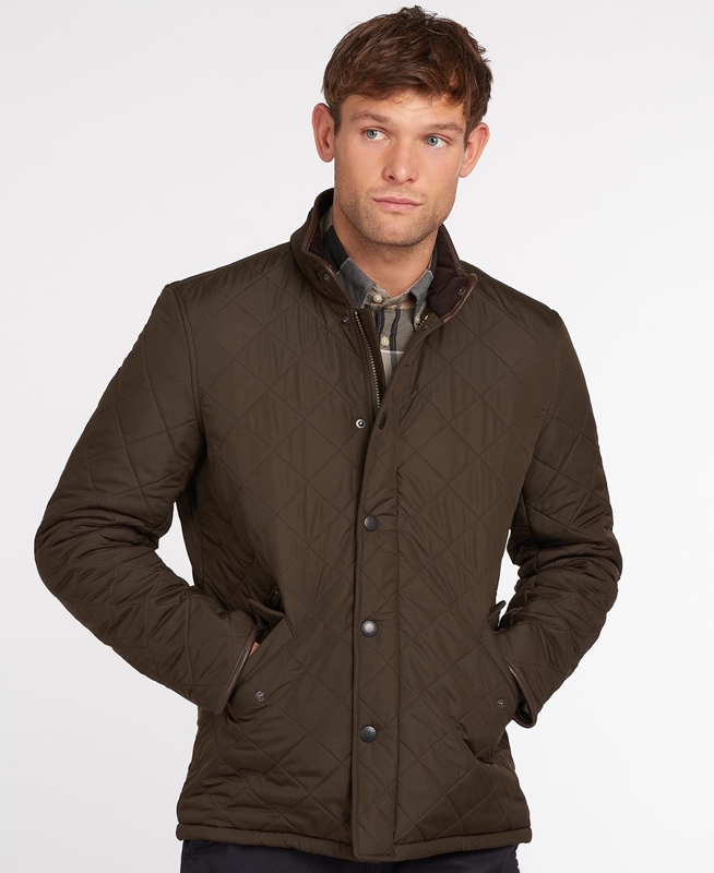 Barbour Powell Gewatteerde Jas Heren Olijfgroen | 185092-GLW