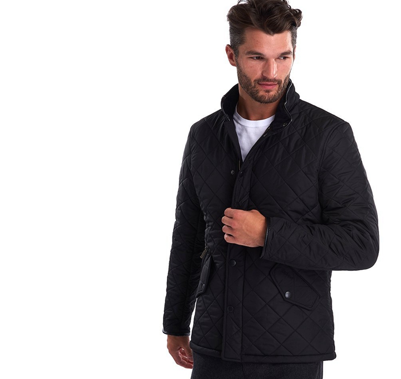 Barbour Powell Gewatteerde Jas Heren Zwart | 827645-AWN